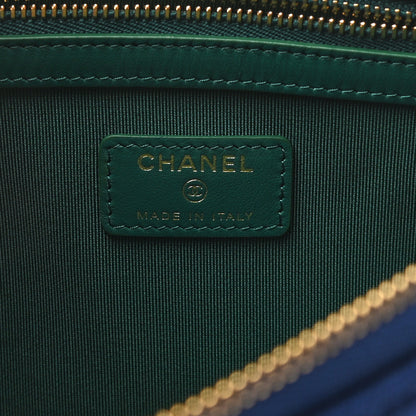 Chanel Jersey Quilted Medium Cosmetic Case Blue 6 of 9