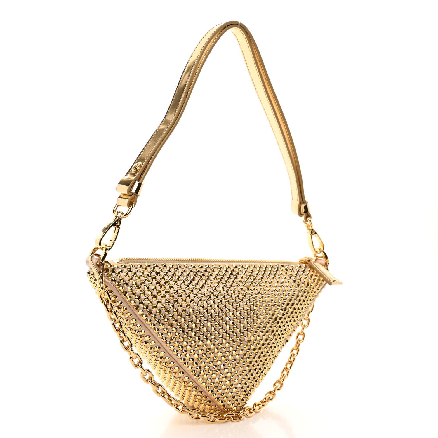 Prada Satin Crystal Triangle Crossbody Pouch Platino 3 of 10