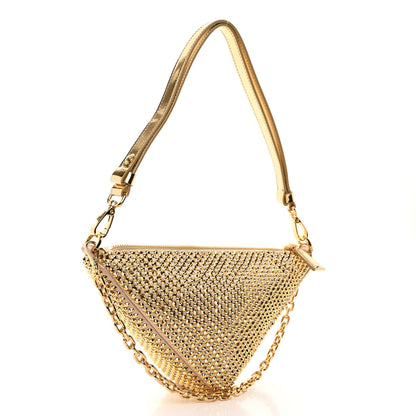 Prada Satin Crystal Triangle Crossbody Pouch Platino 3 of 10