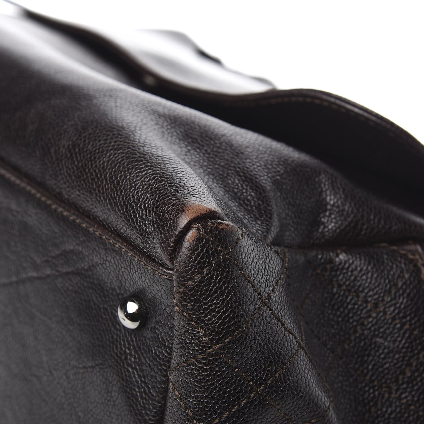 Glazed Caviar Pocket In The City Tote Brown