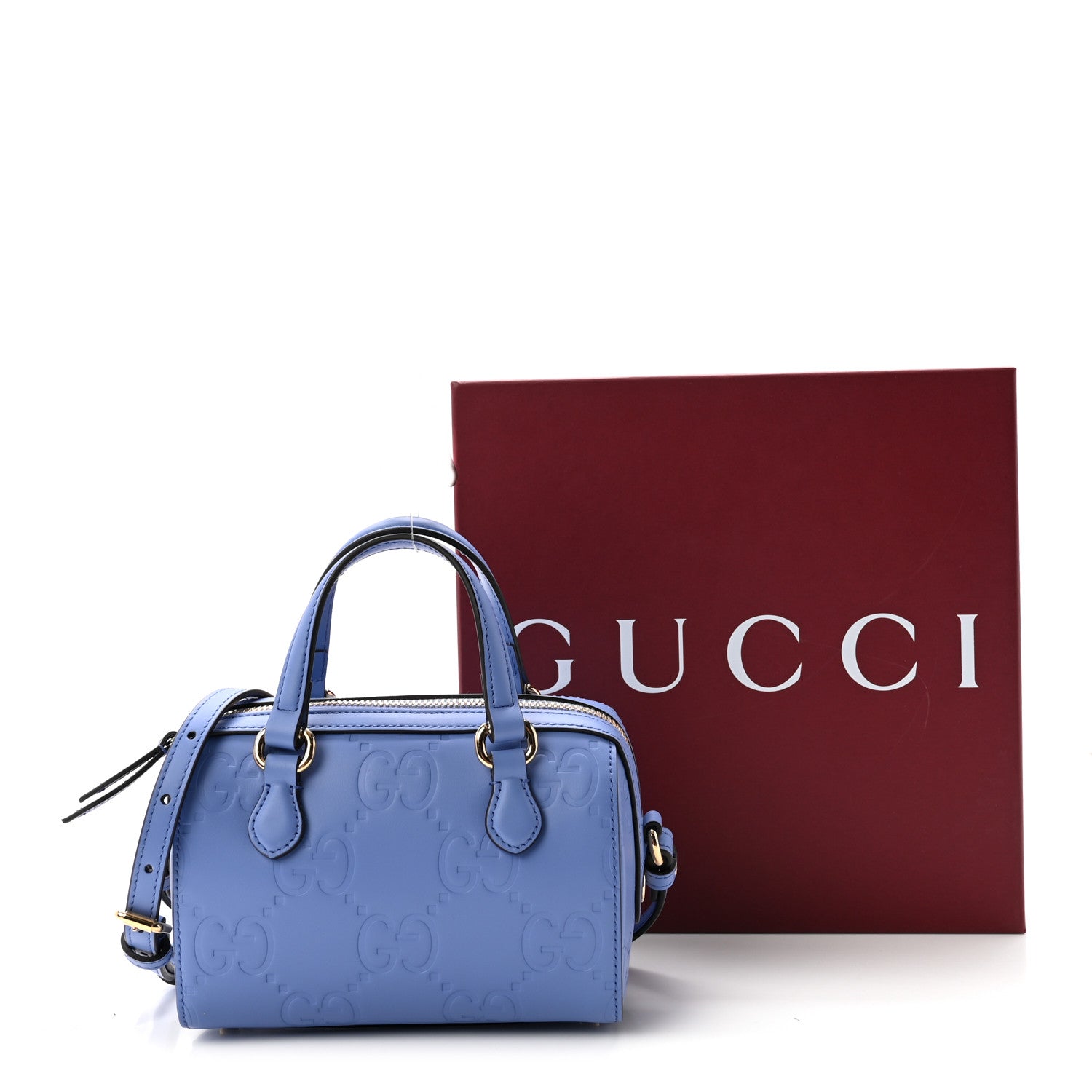 Gucci Gilbert Calfskin Jumbo GG Embossed Super Mini Top Handle Bowler Bag Bloom Lavender 11 of 11