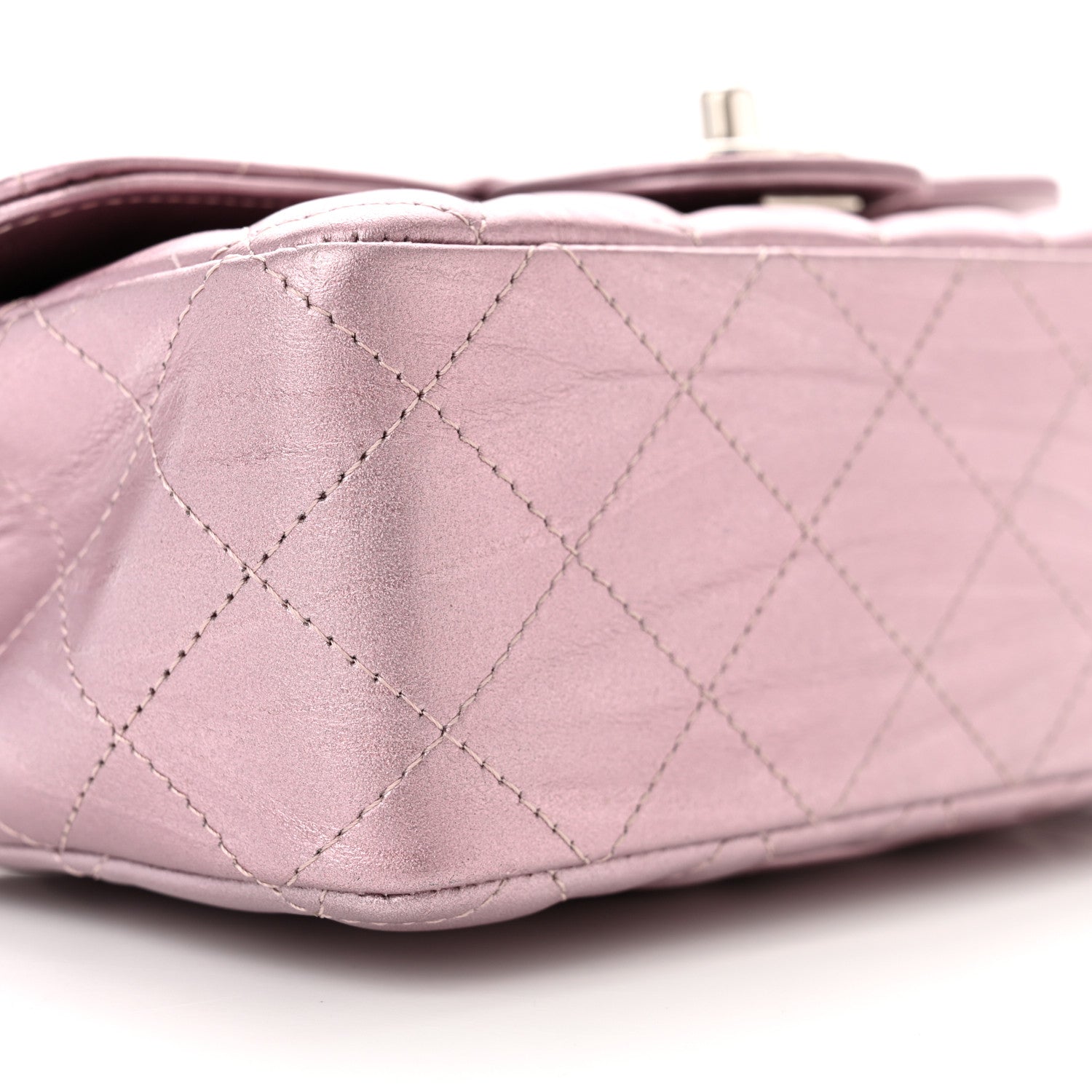 Chanel Metallic Calfskin Quilted Mini Rectangular Flap Pink 9 of 11