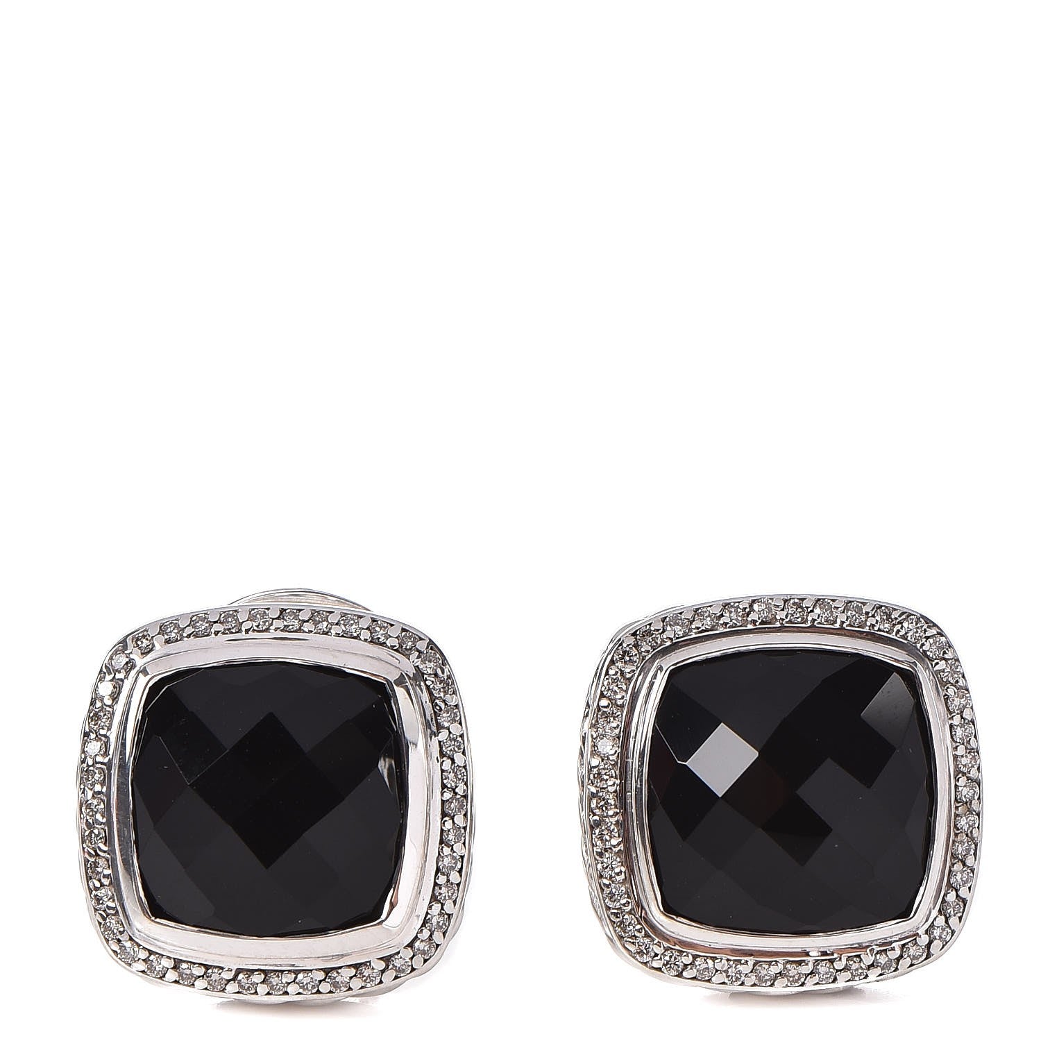 David Yurman Sterling Silver Diamond Black Onyx 14mm Albion Earrings 1 of 4