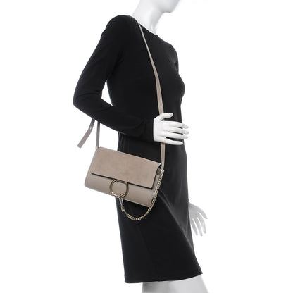 Chloe Suede Calfskin Small Faye Shoulder Bag Motty Grey 2 of 8