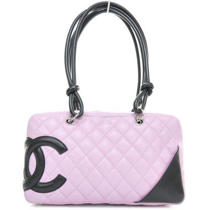 Chanel Calfskin Quilted Large Cambon Bowler Pink Black 1 of 12