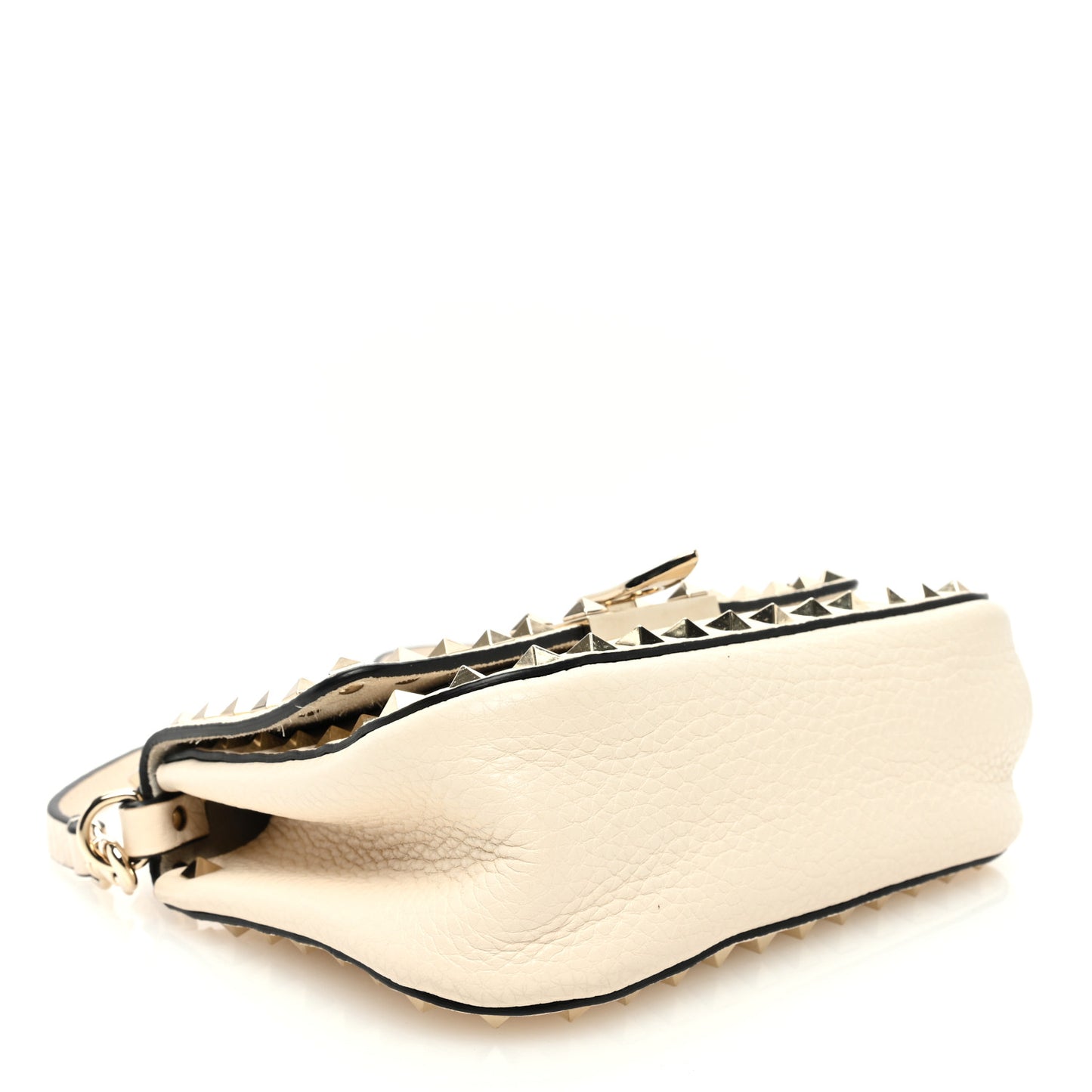 Grainy Calfskin Small Rockstud Top Handle Bag Light Ivory