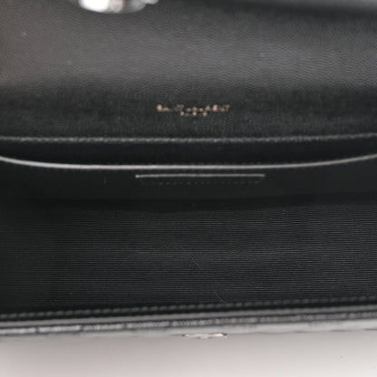 Saint Laurent Grain De Poudre Textured Mixed Matelasse Triquilt Medium Monogram Monochrome Satchel Black 3 of 8