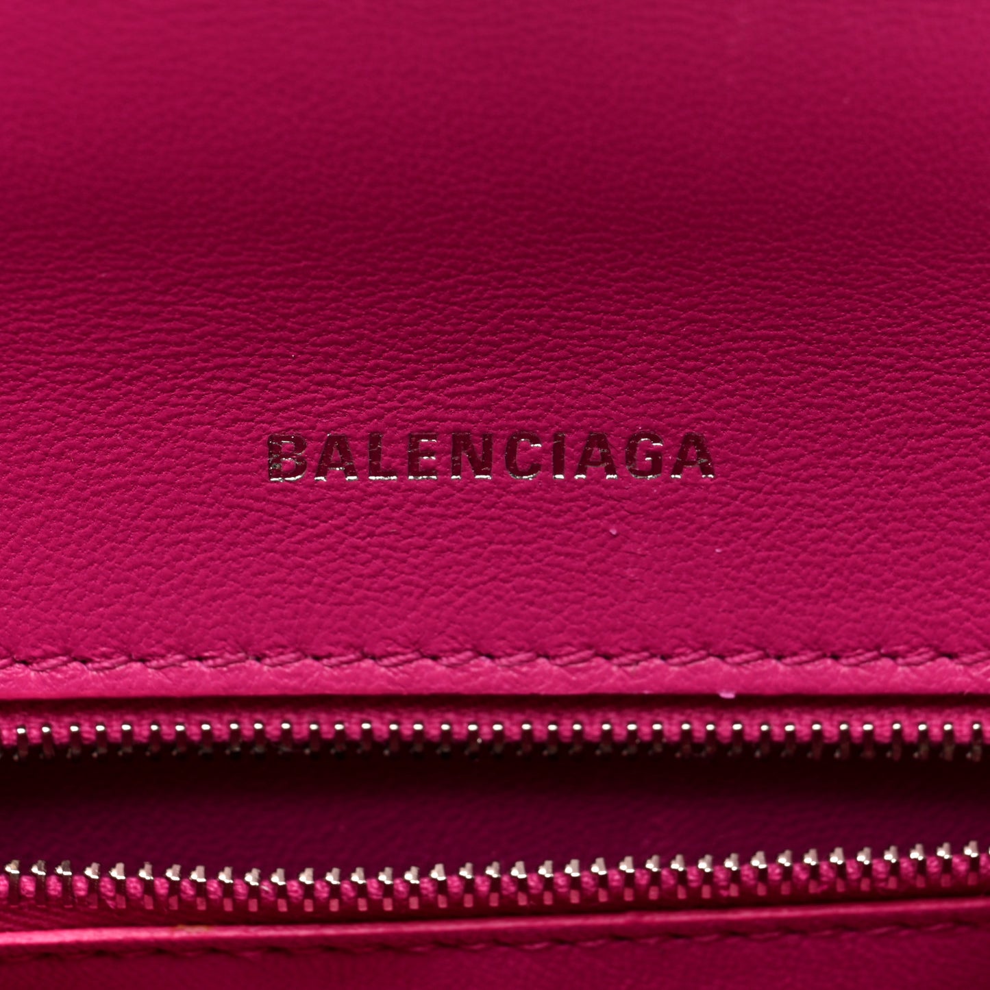 Grained Calfskin Tonal B Small Hourglass Top Handle Bag Acid Fuchsia