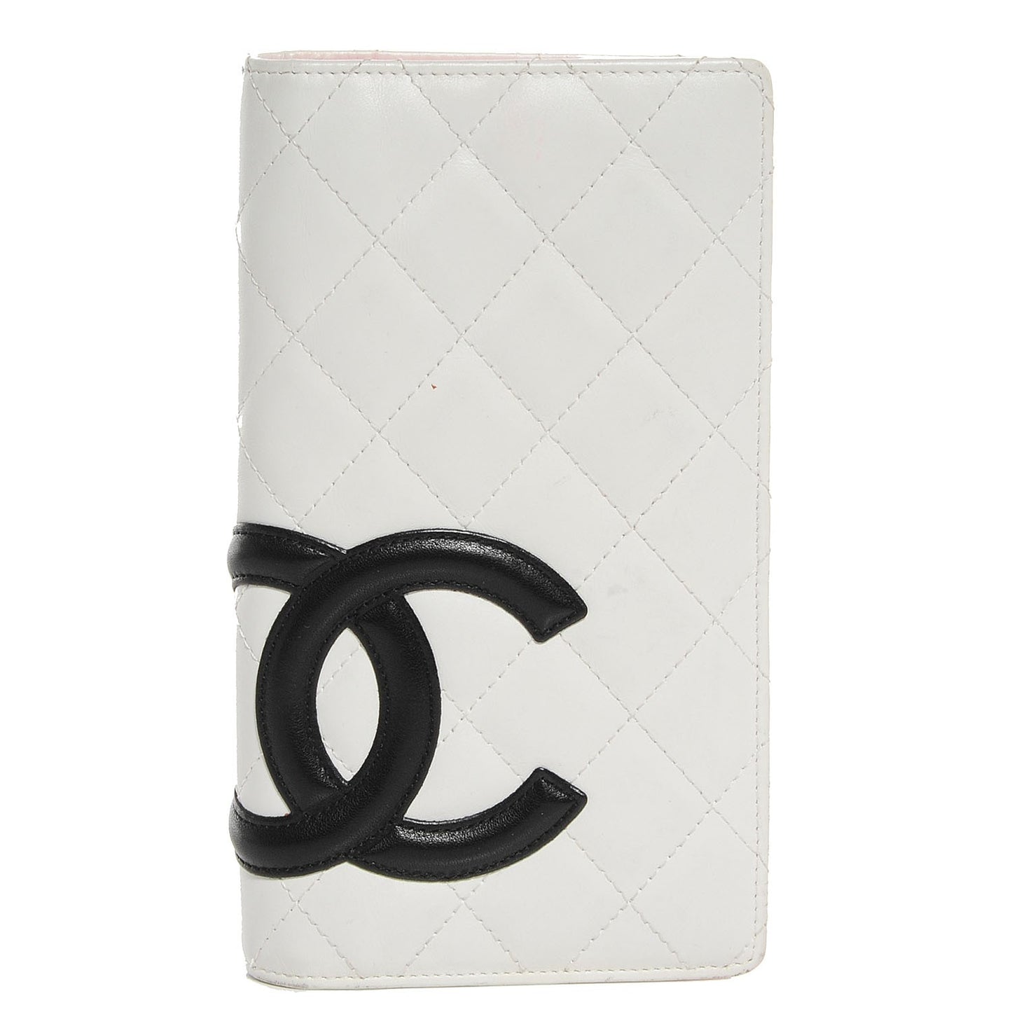 Calfskin Quilted Cambon Yen Wallet White