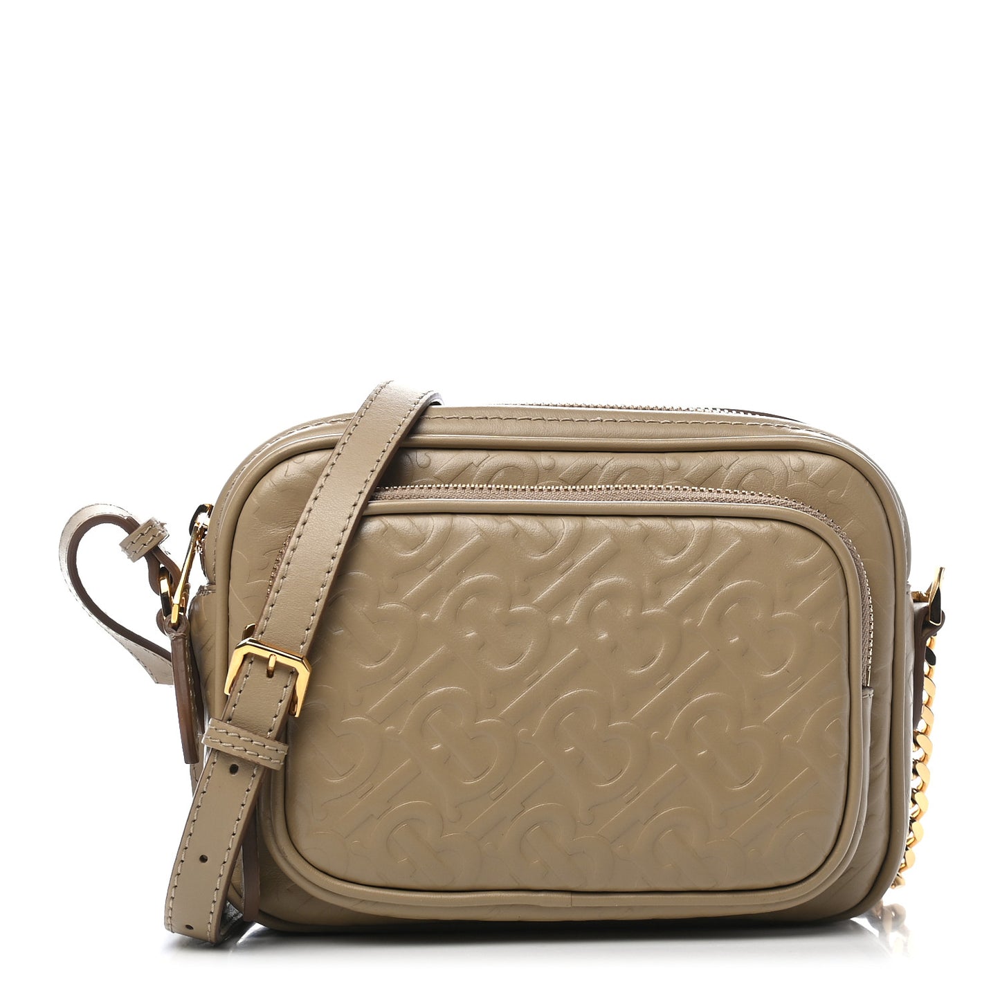 Calfskin Embossed Monogram Camera Chain Bag Honey
