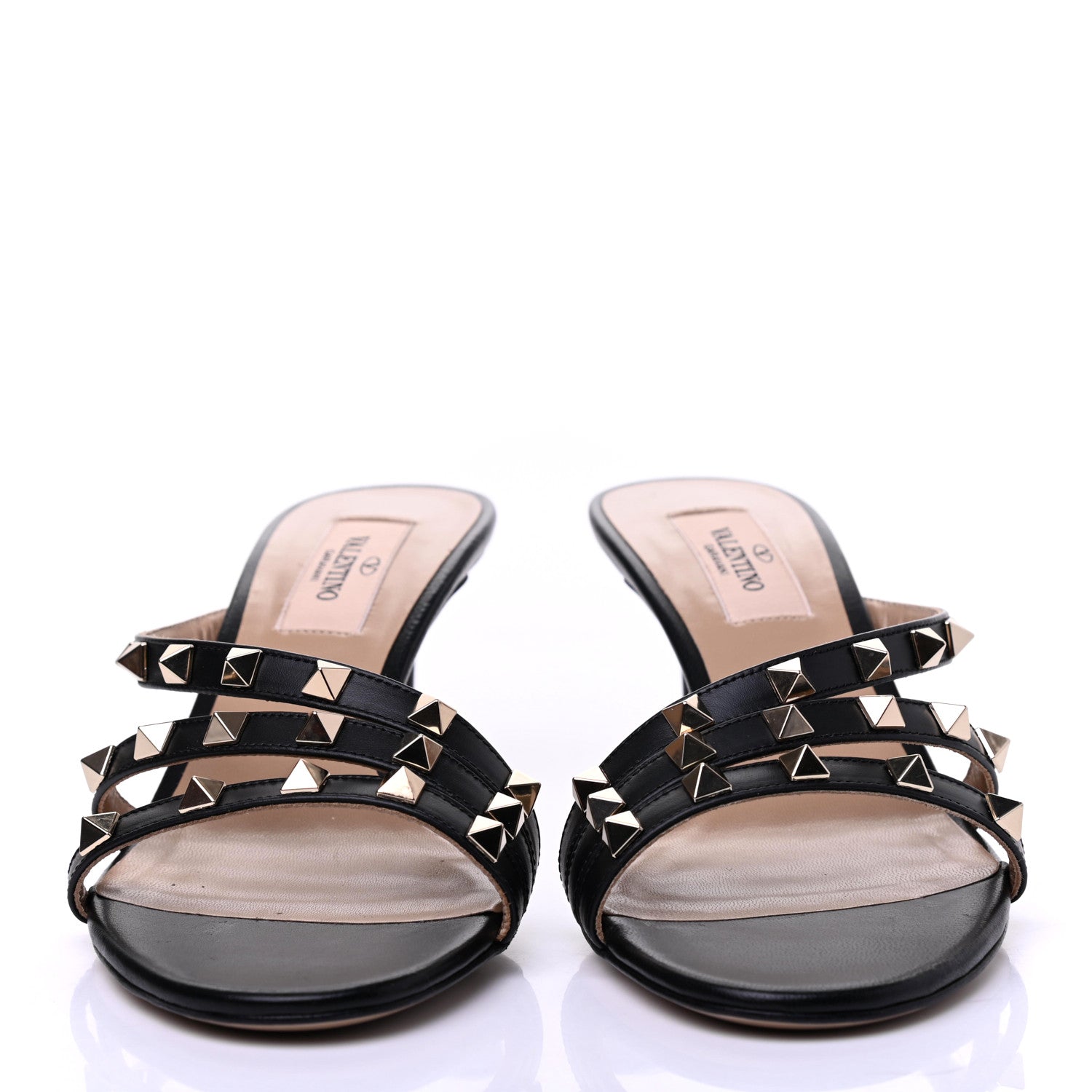 Valentino Garavani Calfskin Rockstud 60mm Slide Sandals 37 Black 2 of 10