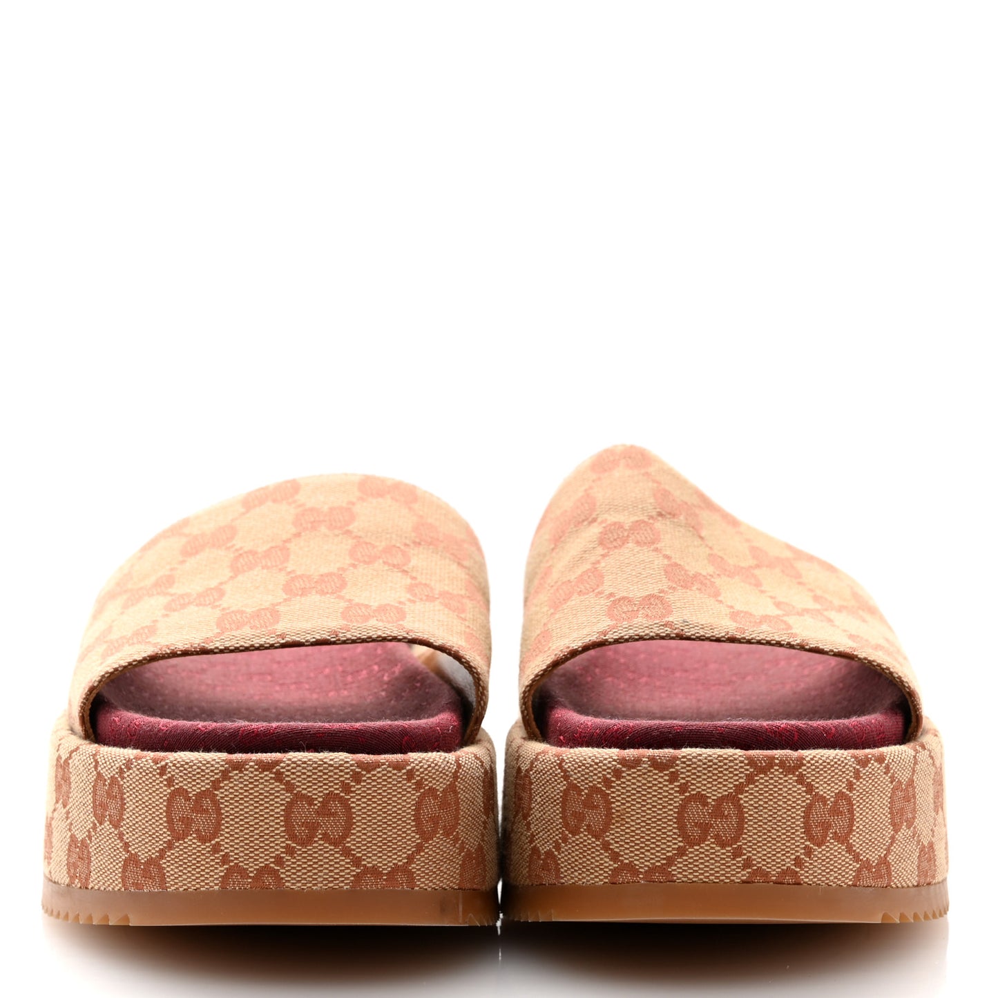 Canvas GG Monogram Angelina Platform Slide Sandals 39.5 Beige Ruggine