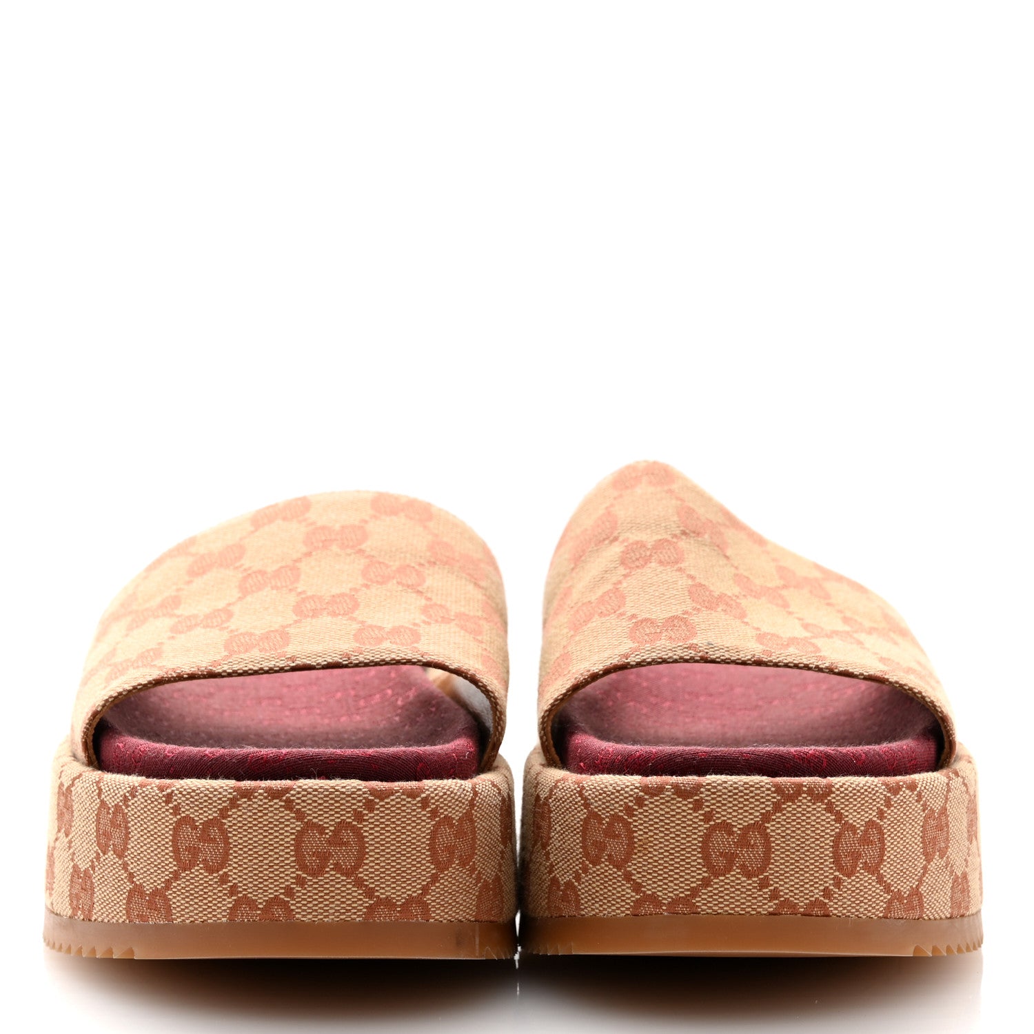 Gucci Canvas GG Monogram Angelina Platform Slide Sandals 39.5 Beige Ruggine 3 of 9