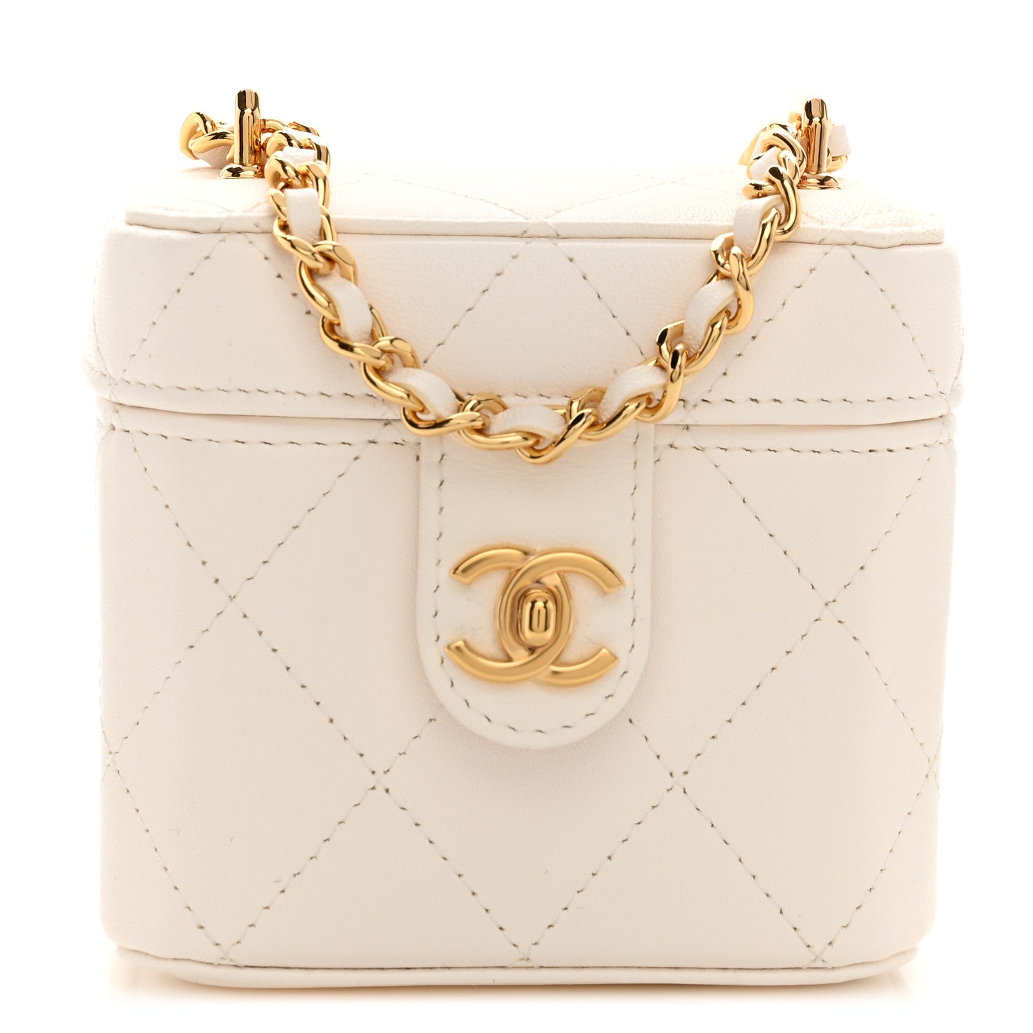 Chanel Lambskin Quilted Vanity Clutch With Chain White 1 of 11