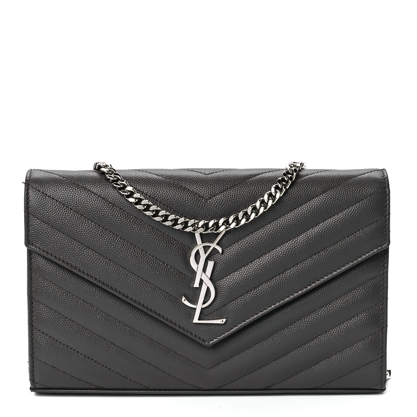 Grain De Poudre Matelasse Chevron Monogram Chain Wallet Earth