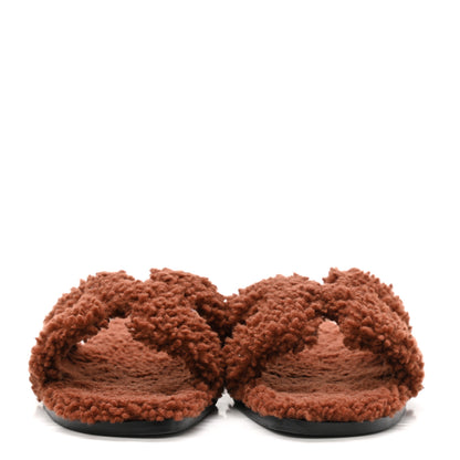 Hermes Woolskin Oran Sandals 40 Cognac 2 of 8