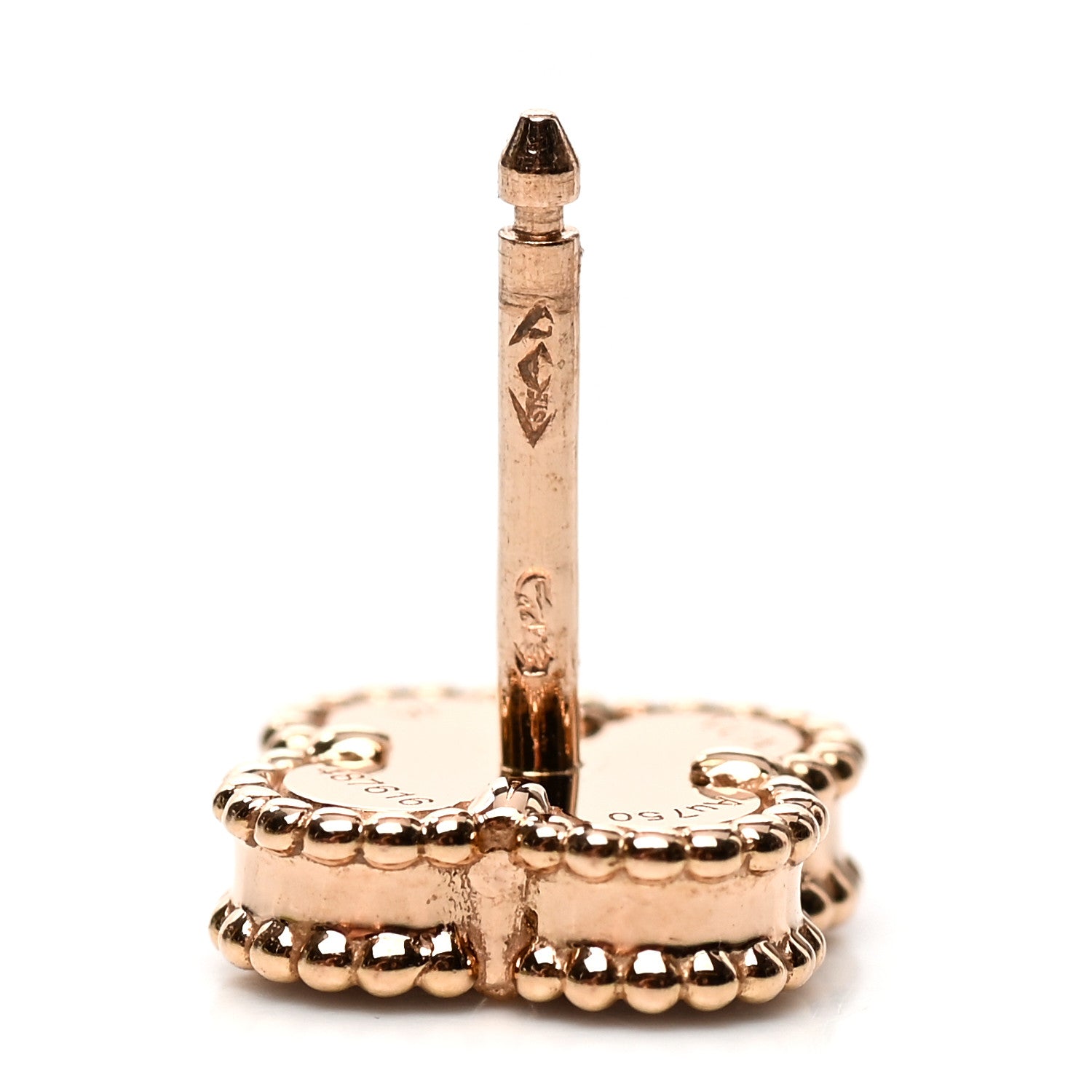 Van Cleef & Arpels 18K Rose Gold Carnelian Sweet Alhambra Earrings 5 of 6