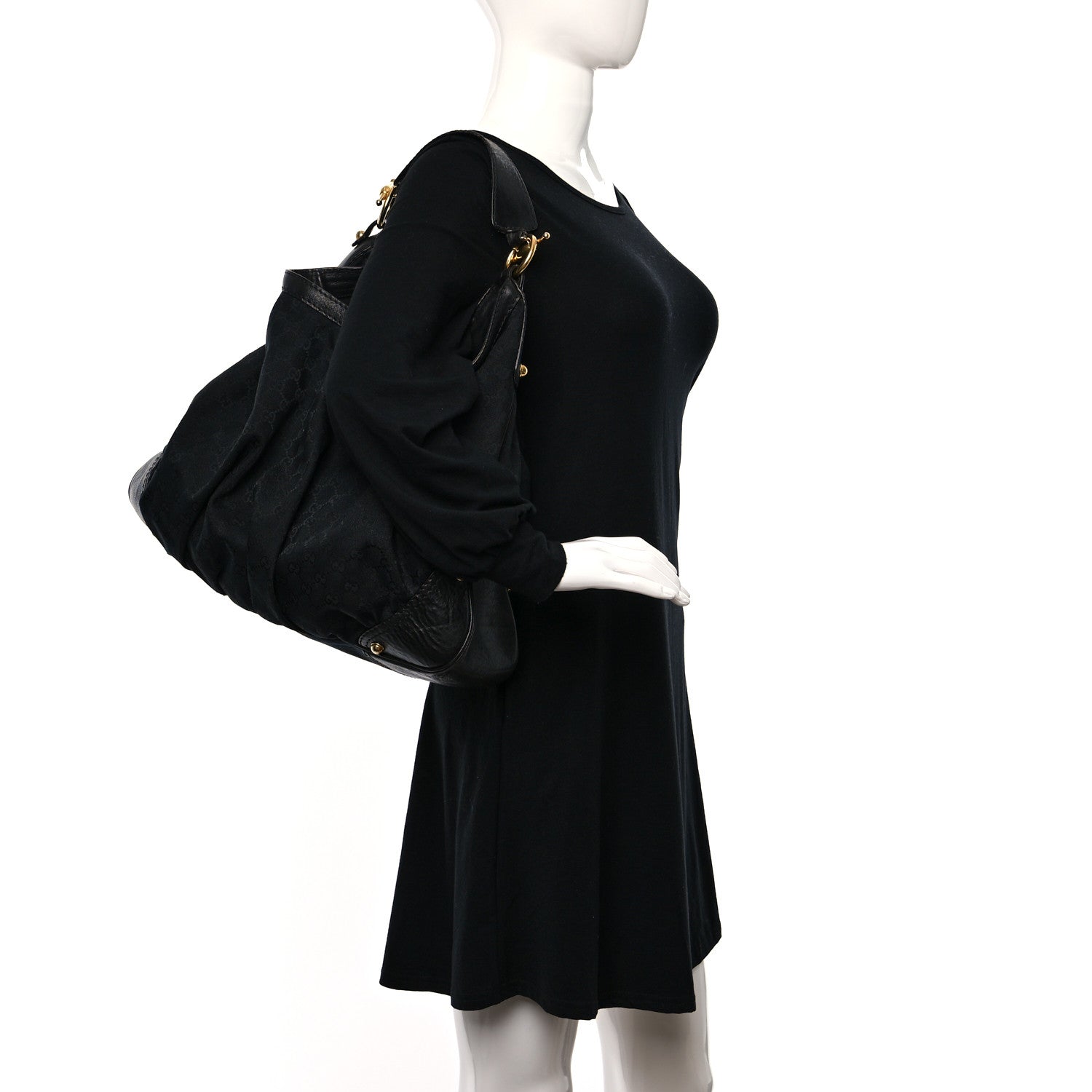 Gucci Monogram Large Jockey Hobo Black 2 of 11