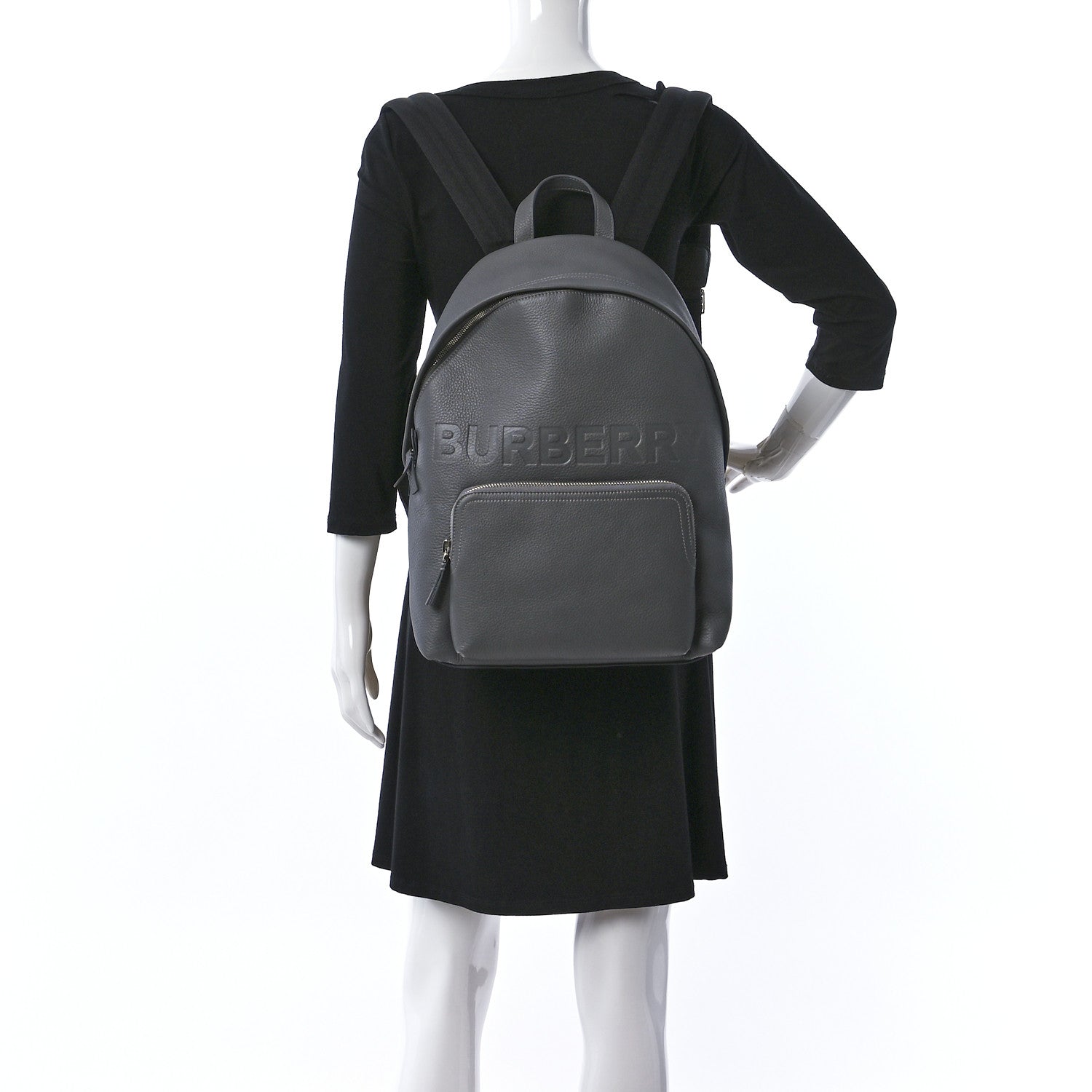 Burberry Pebbled Calfskin Abbeydale Backpack Grey 2 of 8