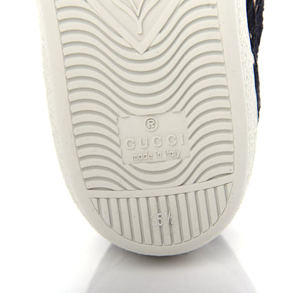 Gucci Lace Crystal Sylvie Web Flower Leaf Womens Ace Sneakers 35.5 Black Tan Beige 9 of 11
