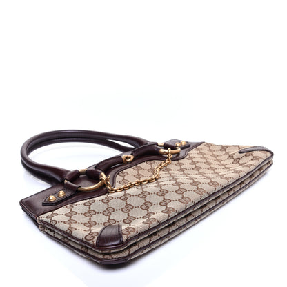 Gucci Monogram Horsebit Chain Shoulder Bag Brown 4 of 12