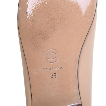 Chanel Lambskin Cap Toe CC Ballerina Flats 39 Beige Black 6 of 10