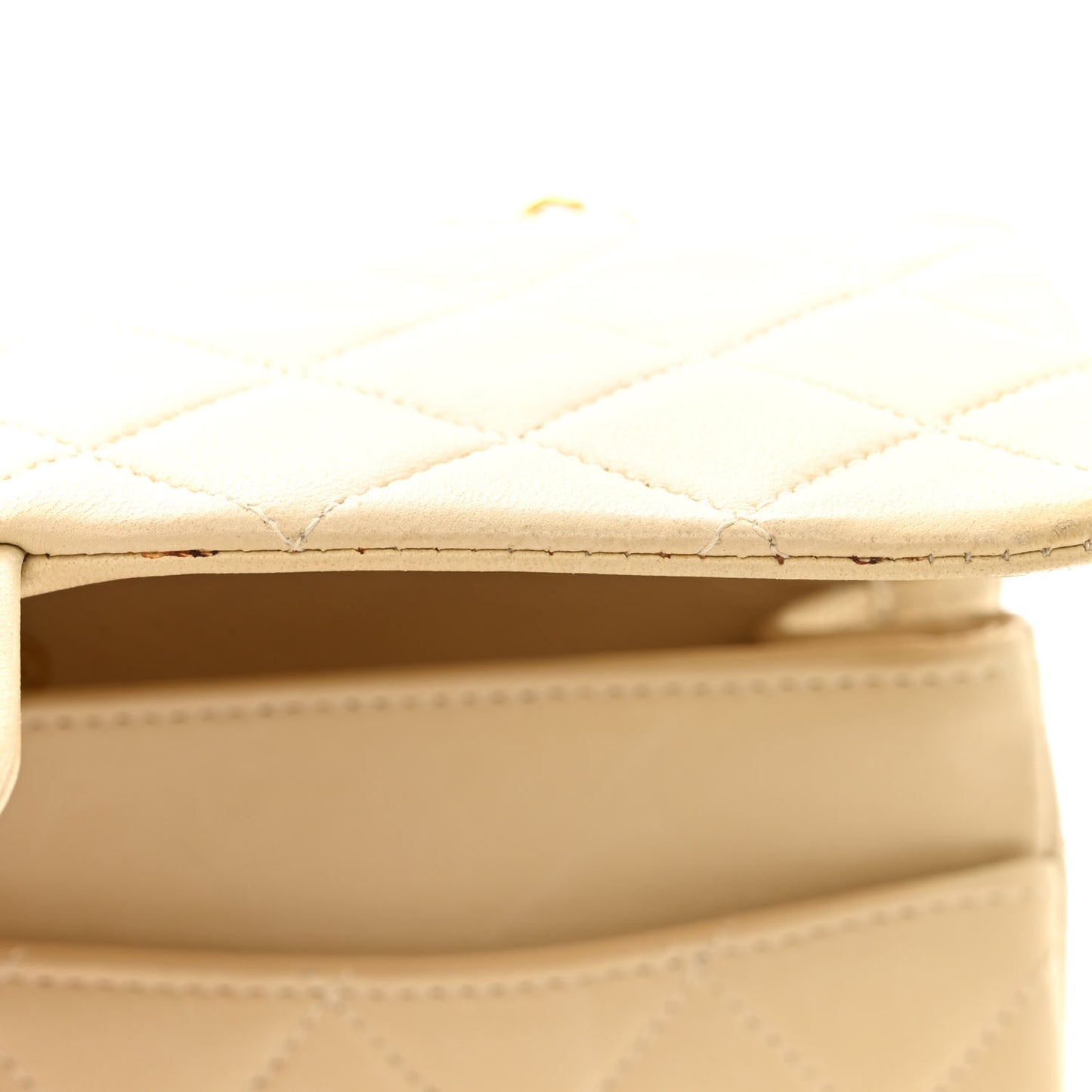 Lambskin Quilted Small Double Flap Beige