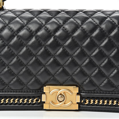 Chanel Calfskin Quilted Medium Boy Top Handle Flap Black 7 of 15