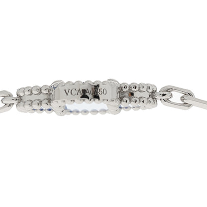 Van Cleef & Arpels 18K White Gold Blue Agate 10 Motifs Vintage Alhambra Necklace 4 of 6