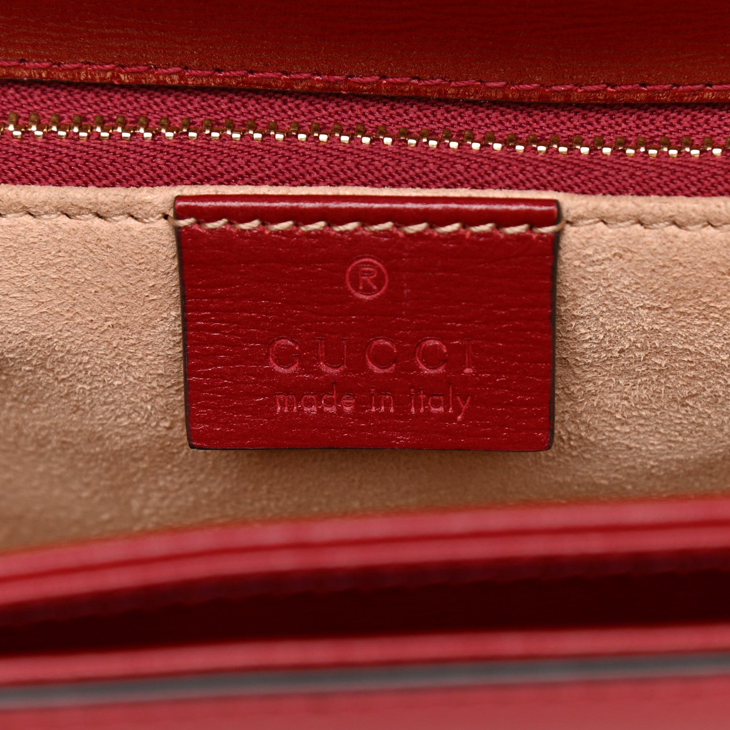 Gucci GG Supreme Monogram Azalea Calfskin Horsebit 1955 Shoulder Bag Beige Ebony New Cherry Red 7 of 15