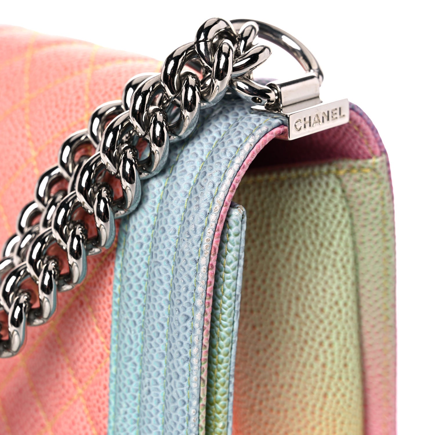 Chanel Caviar Quilted Medium Cuba Rainbow Boy Flap Multicolor 17 of 17