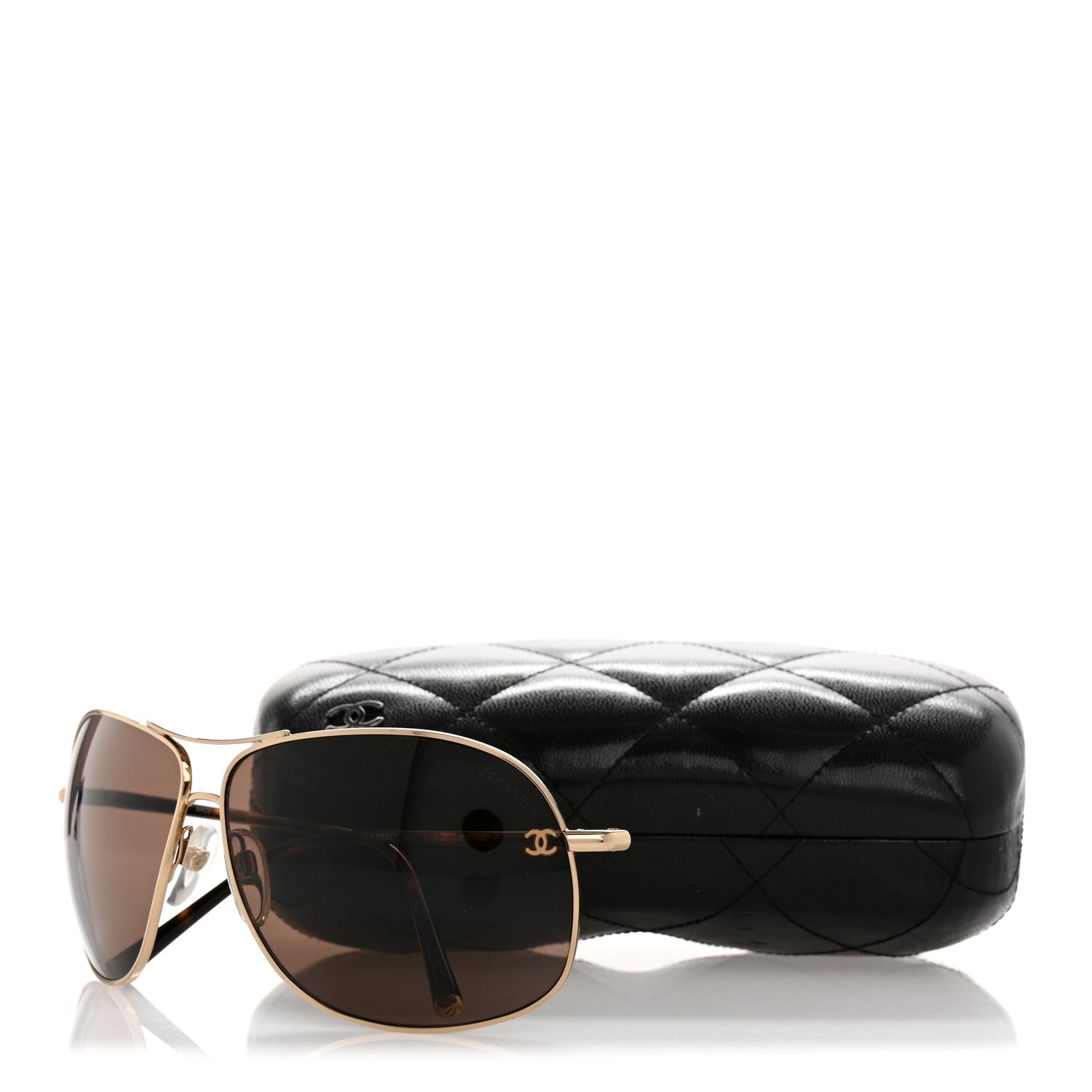 Chanel Metal CC Aviator Sunglasses 4193 Gold Havana 8 of 8