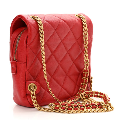 Chanel Shiny Caviar Quilted Chain Melody Backpack Red 3 of 10