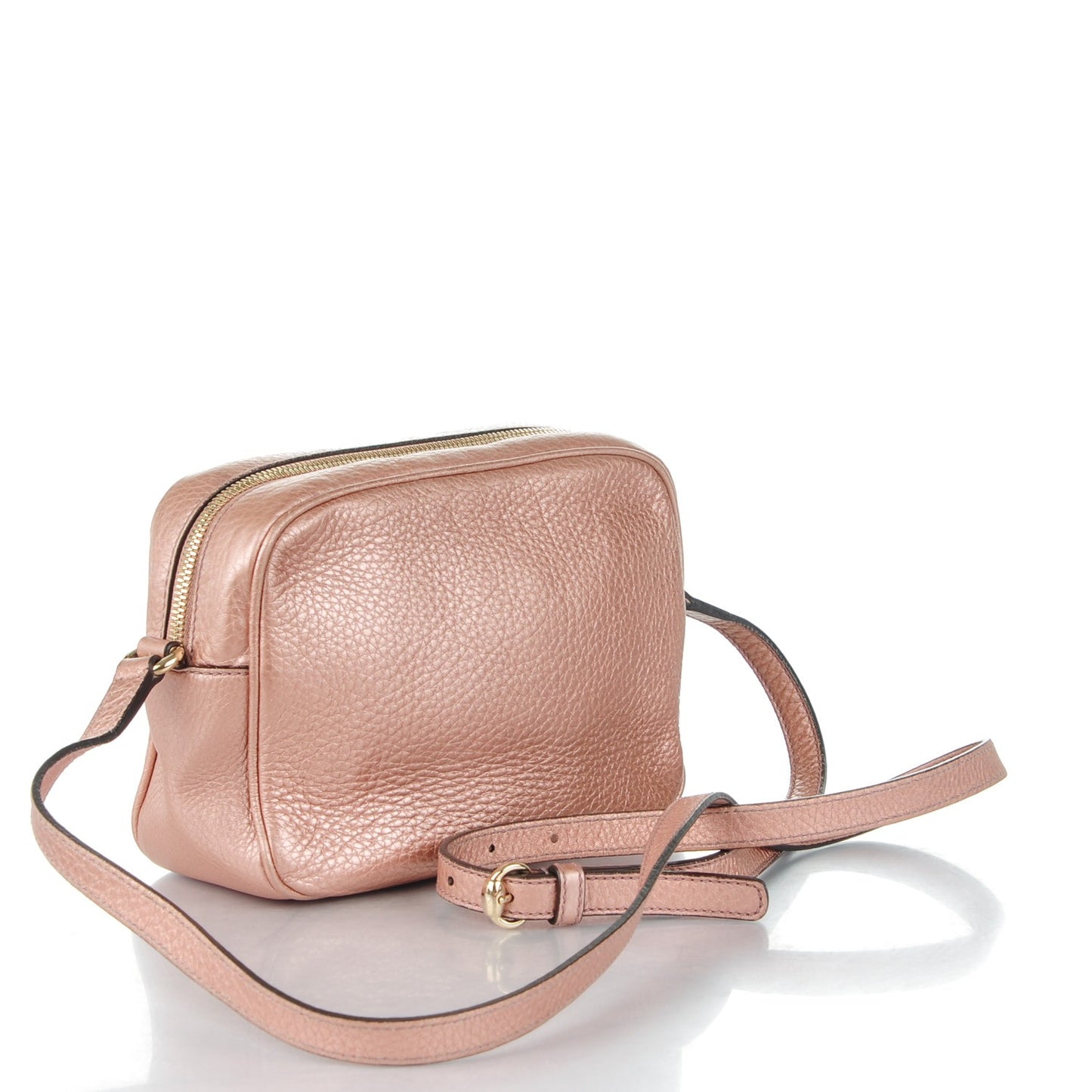 Metallic Pebbled Calfskin Small Soho Disco Bag Pink