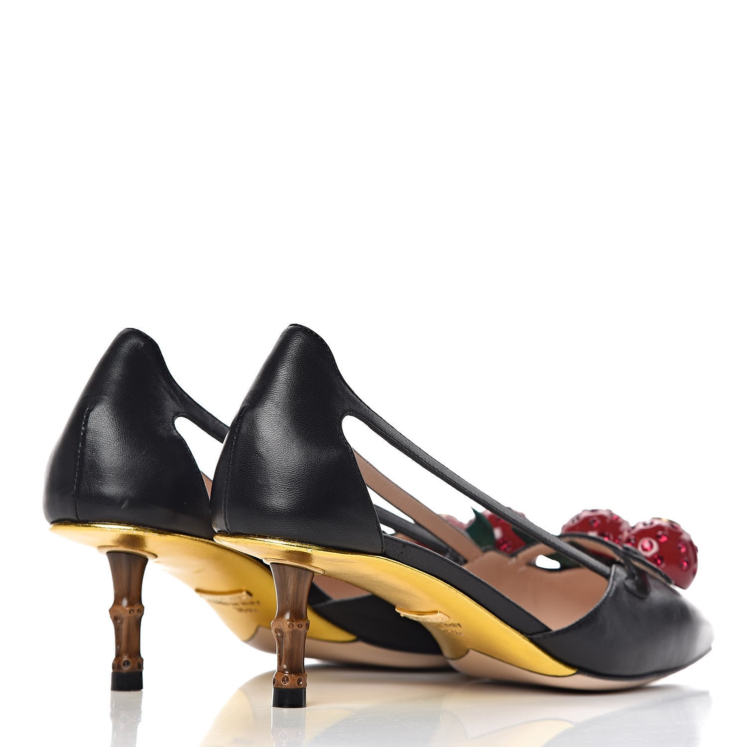 Gucci Nappa Cherry Pumps 36.5 Black 4 of 10