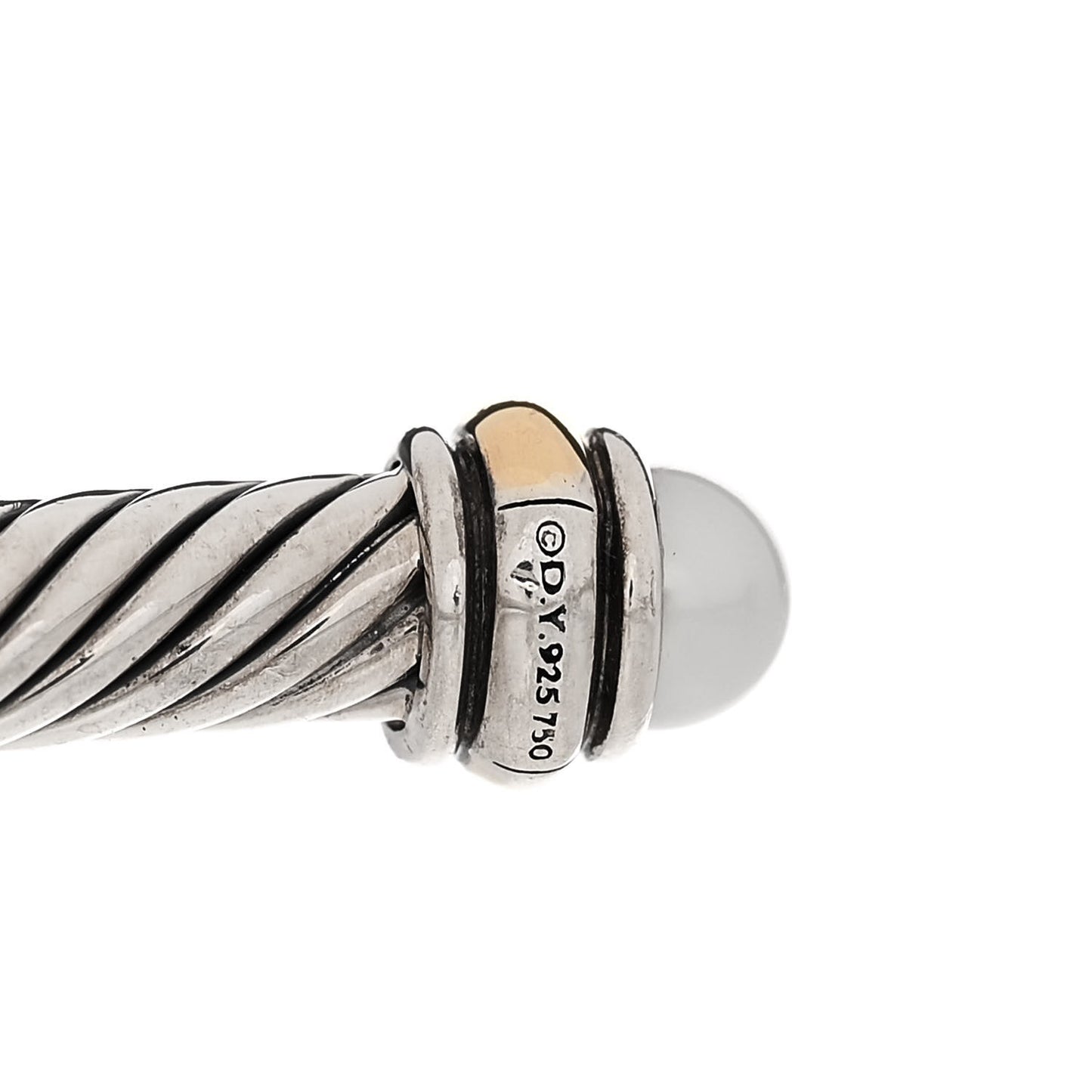 Sterling Silver 18K Yellow Gold Pearl 4mm Cable Classics Bracelet