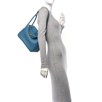 Hermes Taurillon Clemence Lindy 30 New Blue Jean 2 of 10