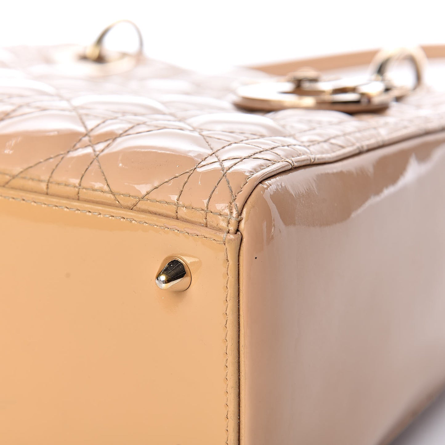 Patent Cannage Medium Lady Dior Beige