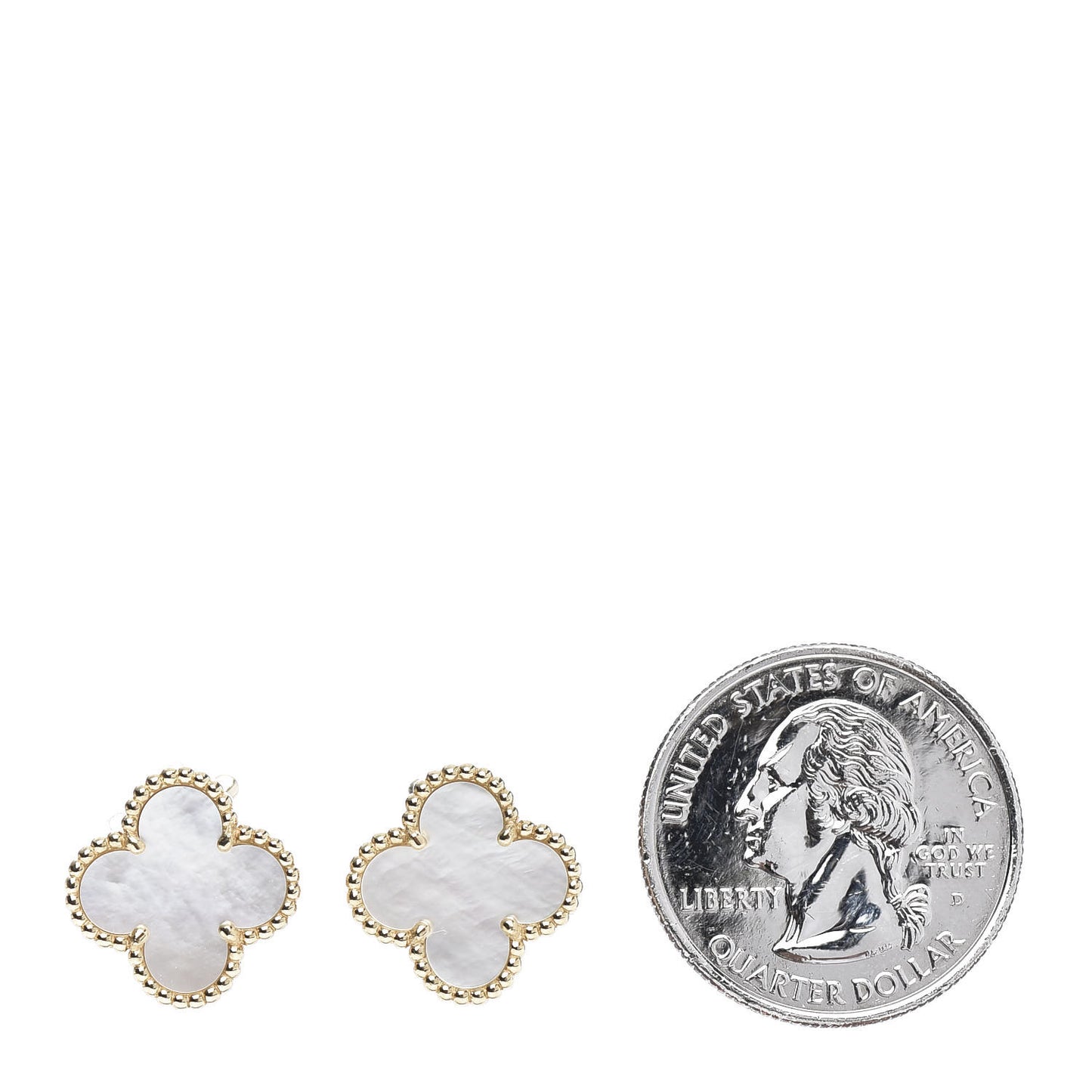 18K Yellow Gold Mother of Pearl Vintage Alhambra Earrings