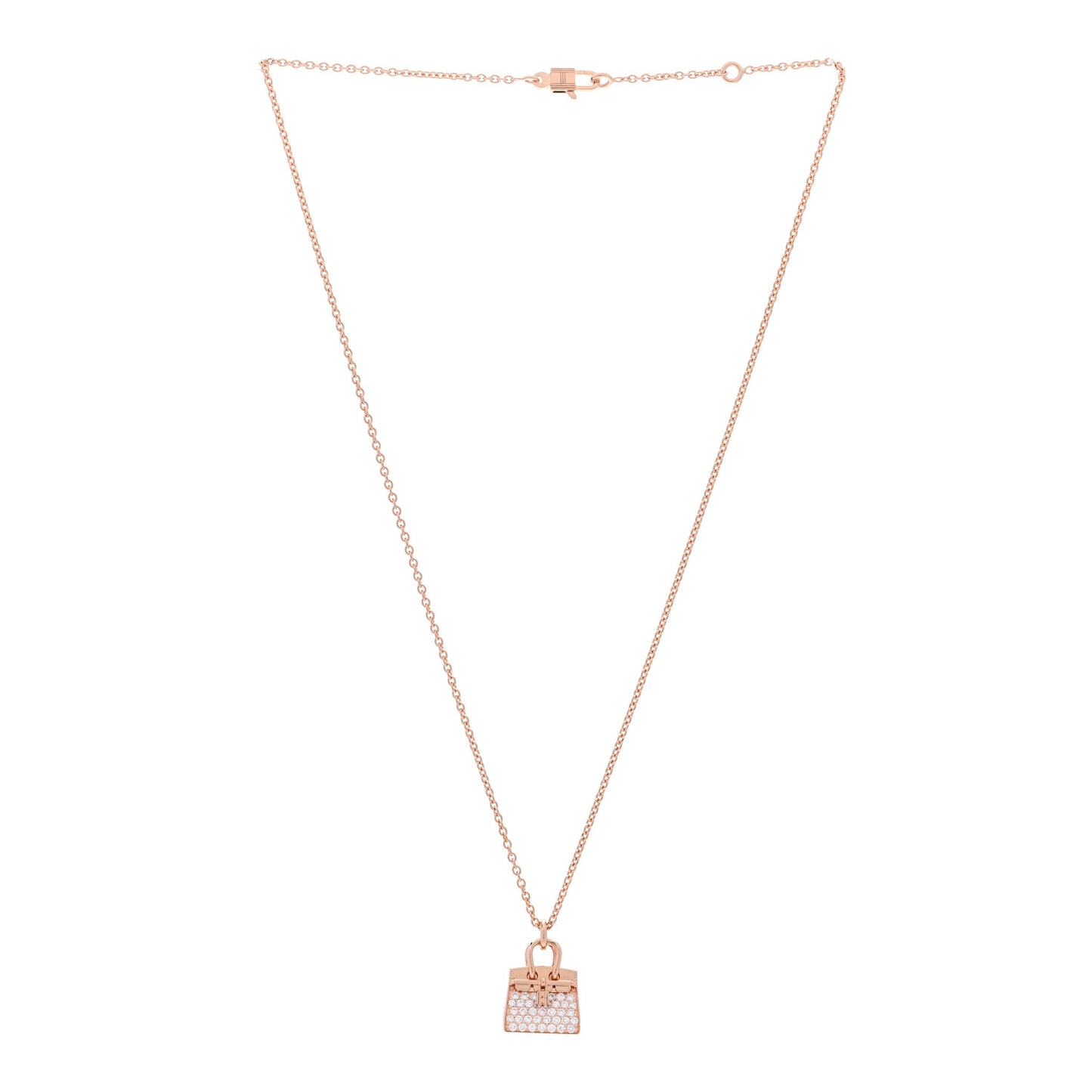 18K Rose Gold Diamond Birkin Amulettes Pendant Necklace