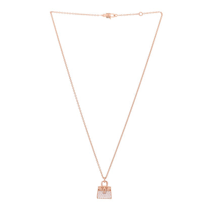 Hermes 18K Rose Gold Diamond Birkin Amulettes Pendant Necklace 3 of 6