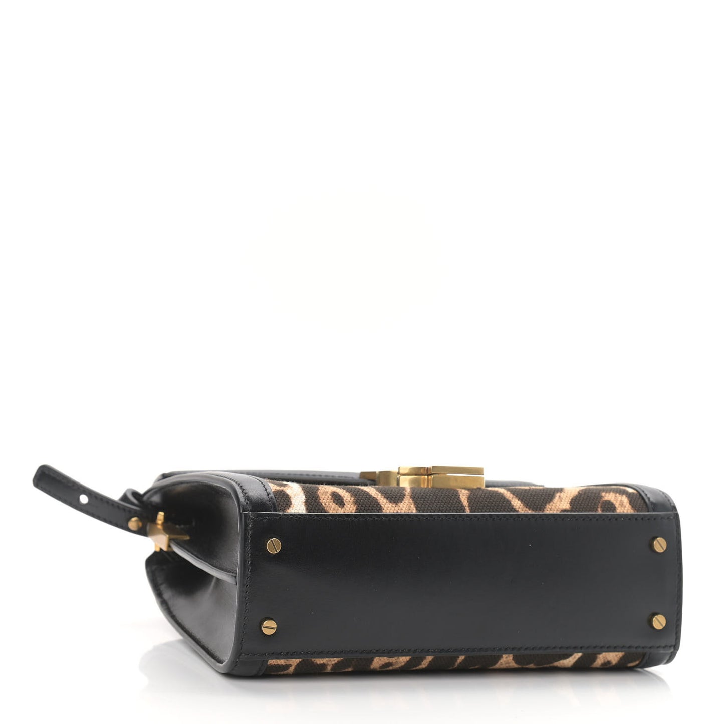 Canvas Leopard Print Mini Classic Monogram Cassandra Top Handle Black