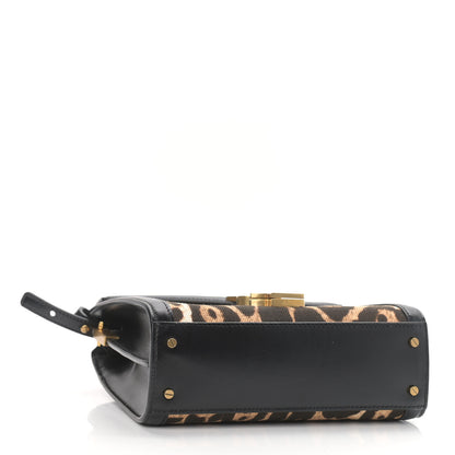 Saint Laurent Canvas Leopard Print Mini Classic Monogram Cassandra Top Handle Black 4 of 8
