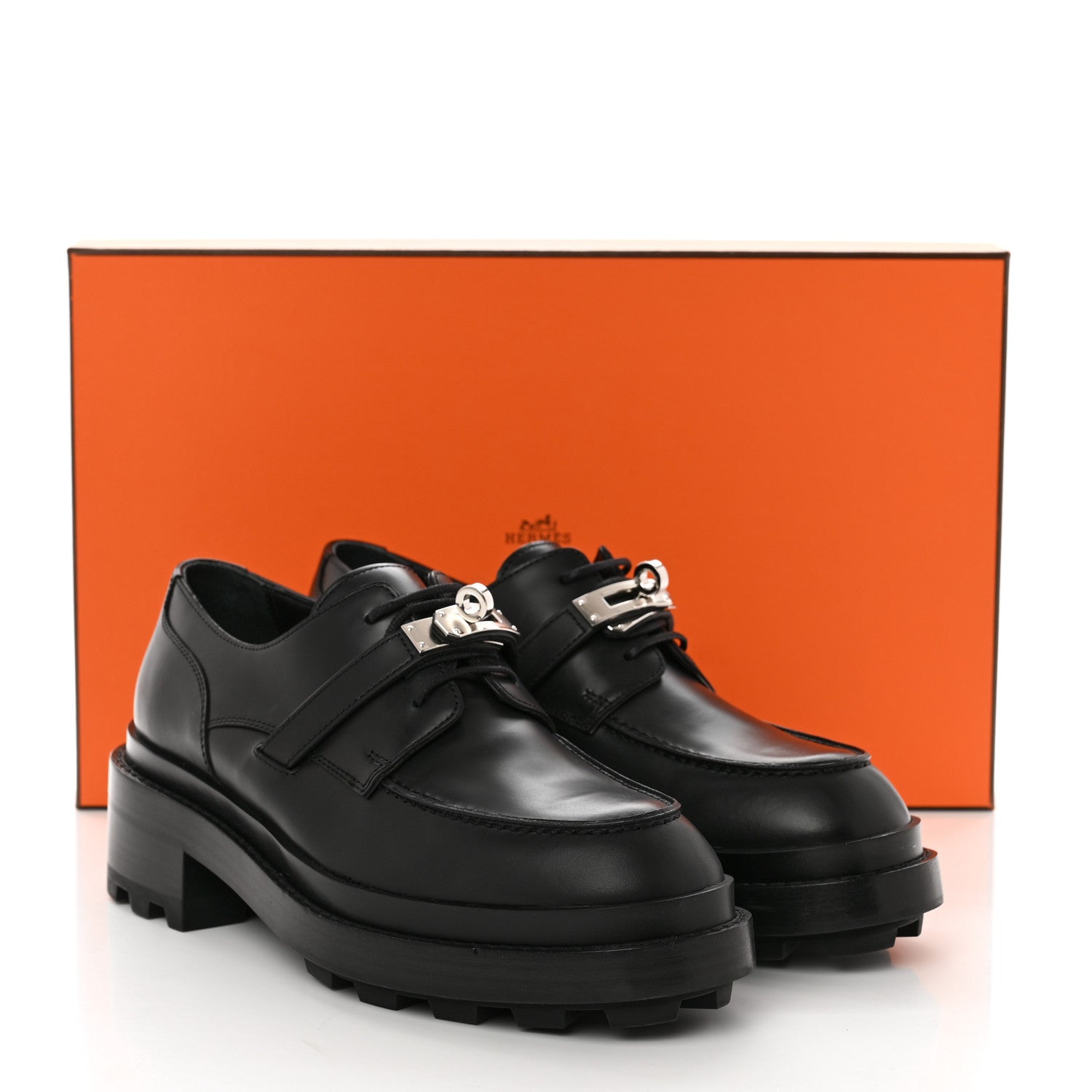Hermes Glossed Calfskin First Oxford 37.5 Black 9 of 9