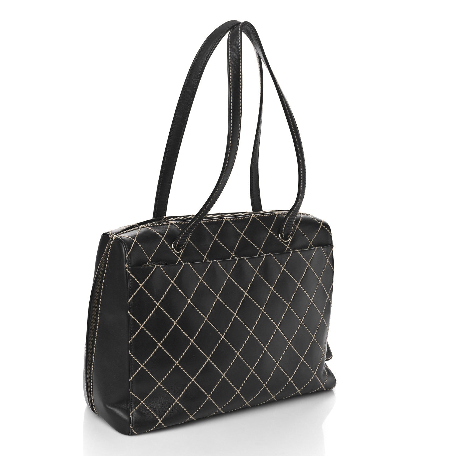 Chanel Calfskin Contrast Stitch Surpique Bowler Black 3 of 12