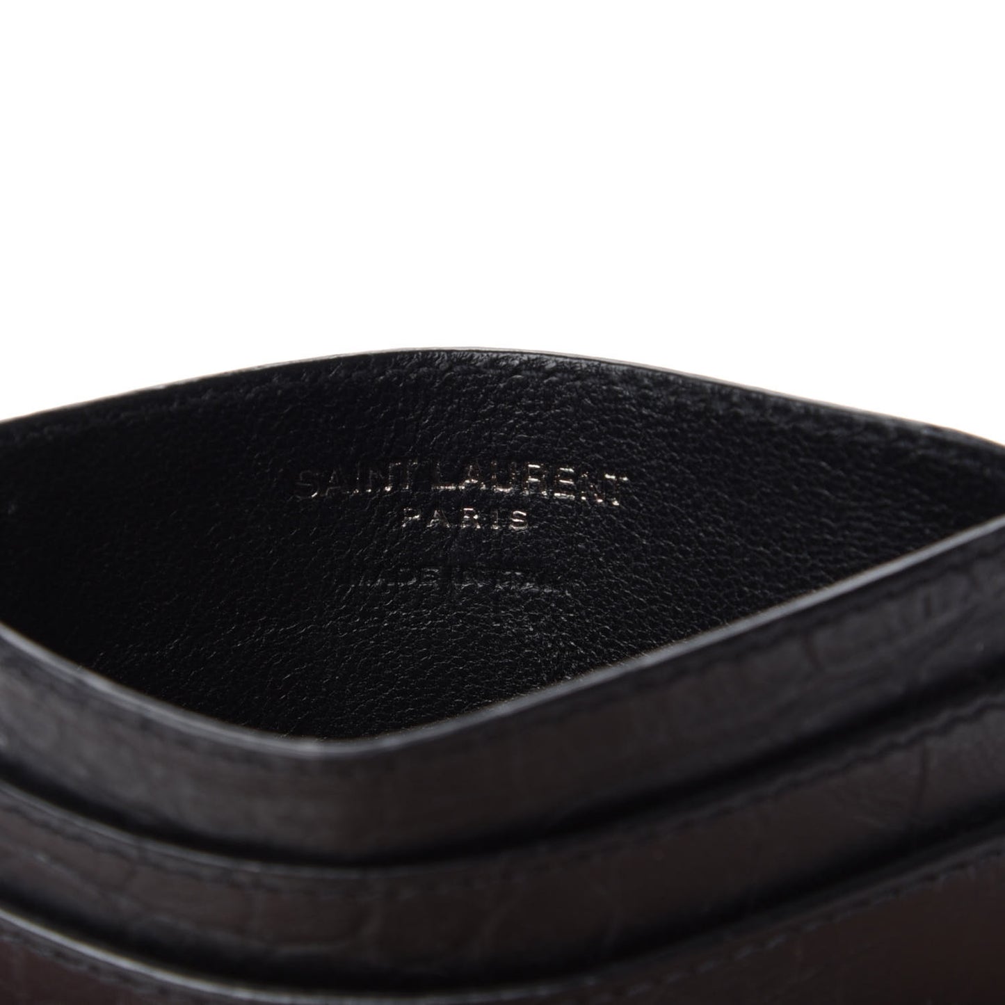 Calfskin Crocodile Embossed Monogram Credit Card Case Black