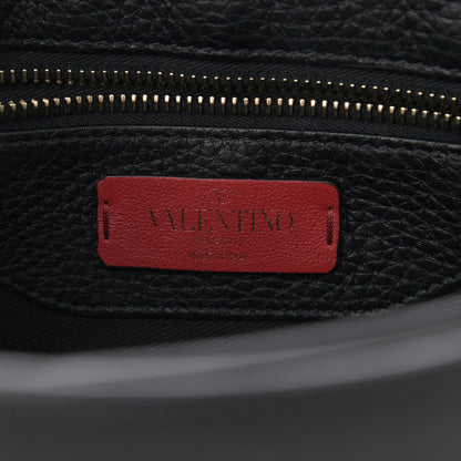 Valentino Garavani Pebbled Calfskin Medium Rockstud Flap Saddle Bag Black 8 of 12