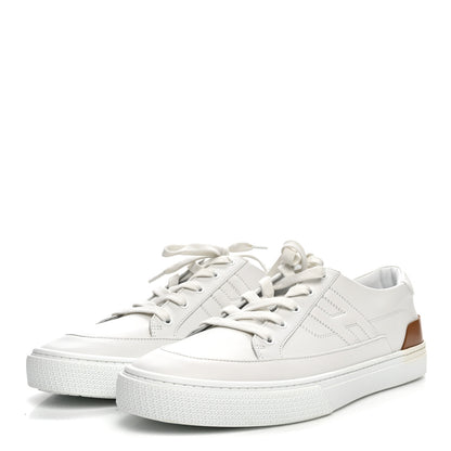 Hermes Calfskin Mens Deep Sneakers 44 White Gold 4 of 8