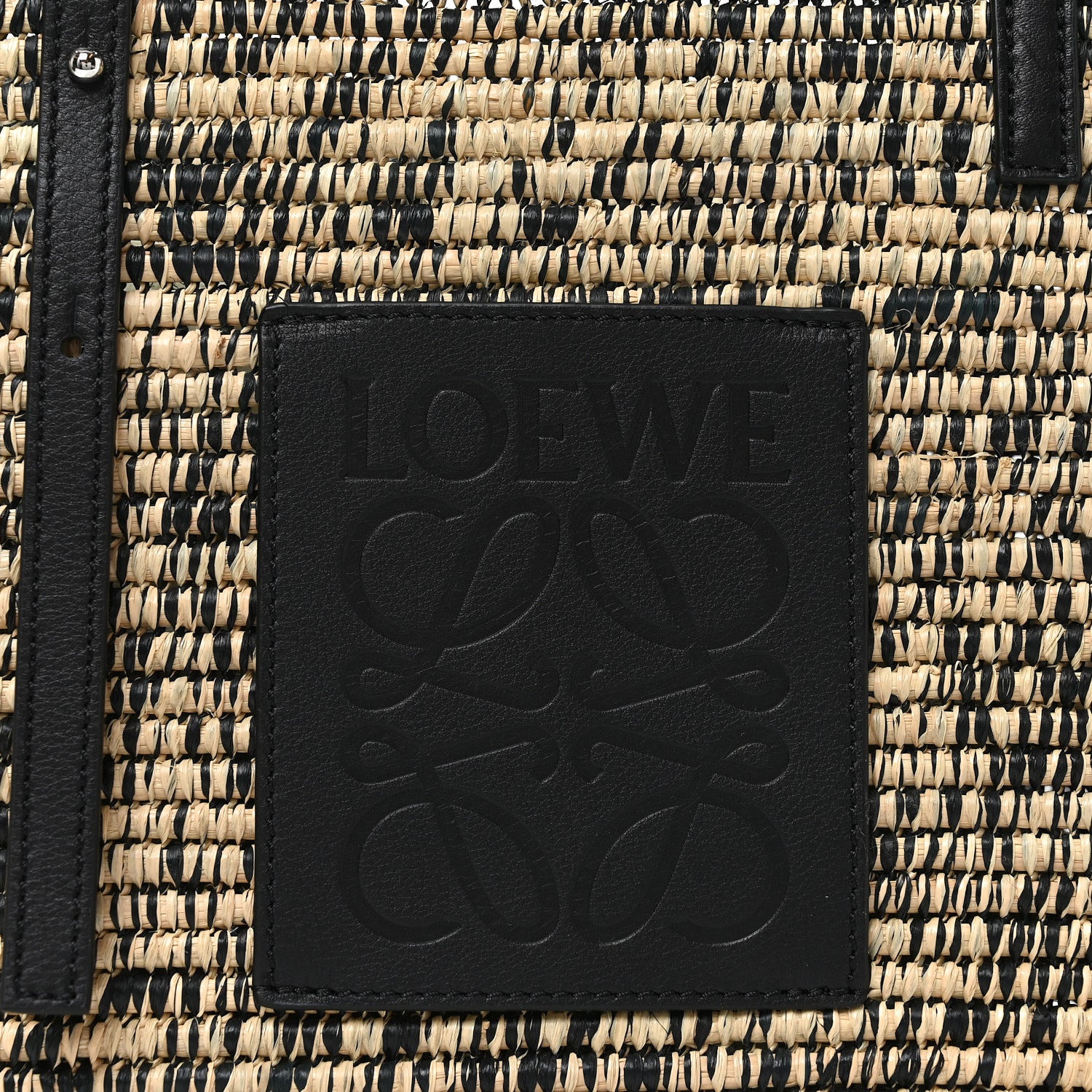 Loewe Raffia Small Square Basket Tote Bag Black Natural 6 of 10