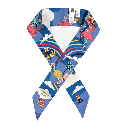 Hermes Silk Carres Volants Twilly Bleu Jaune Vif Multicolor 1 of 4